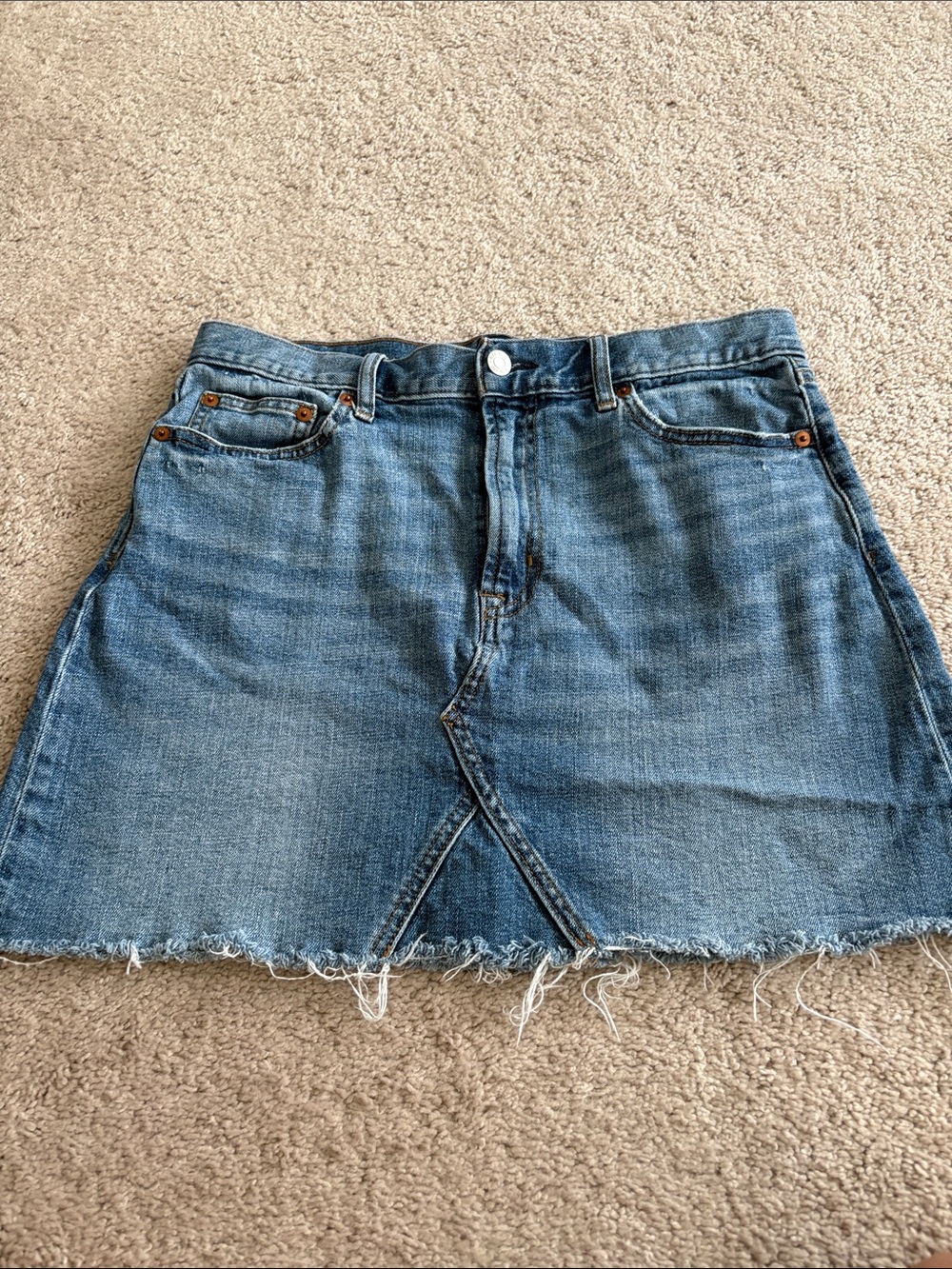 GAP Light Blue Denim Mini Skirt with Frayed Hem